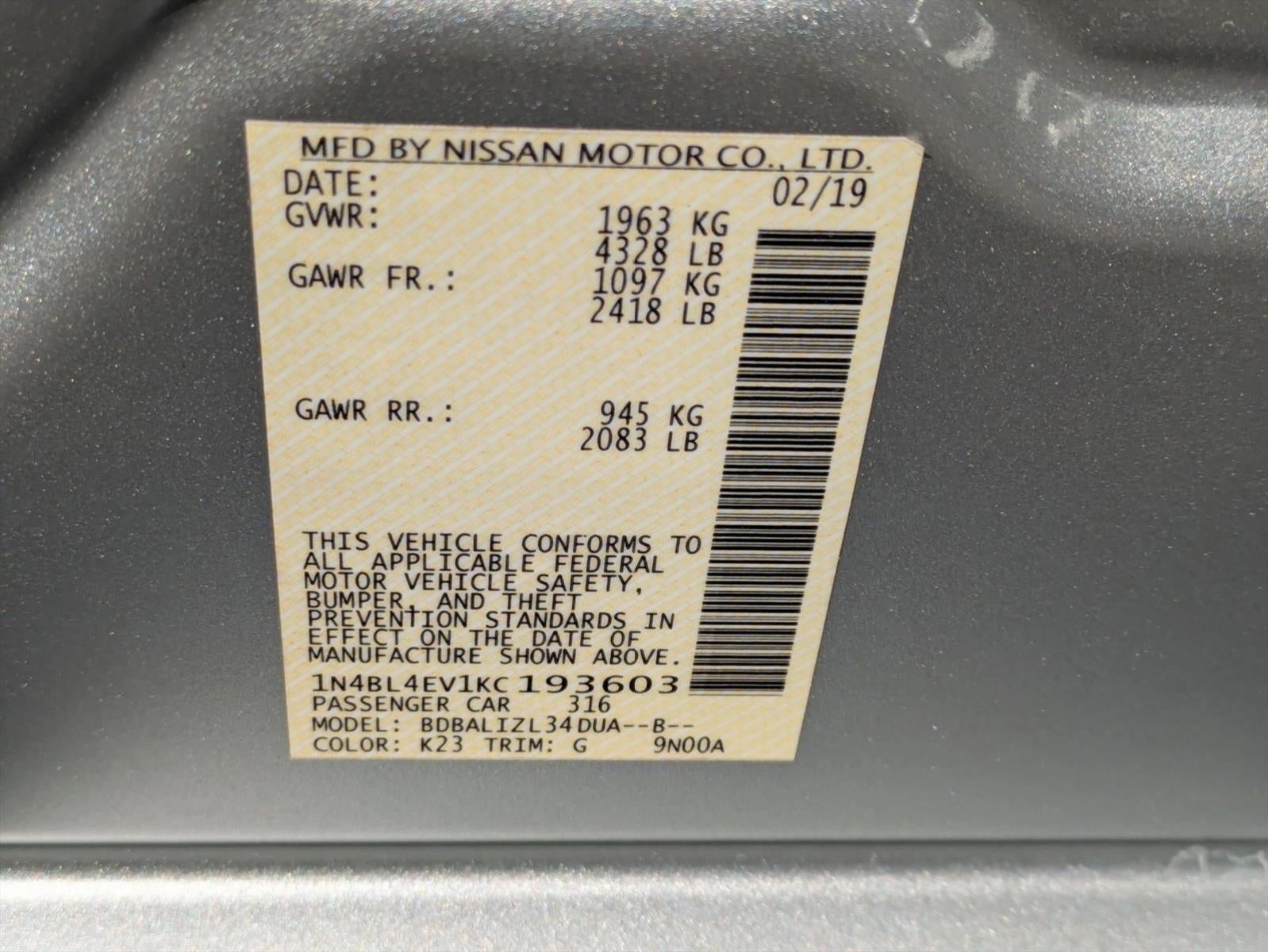 2019 Nissan Altima 2.5 SL Sedan