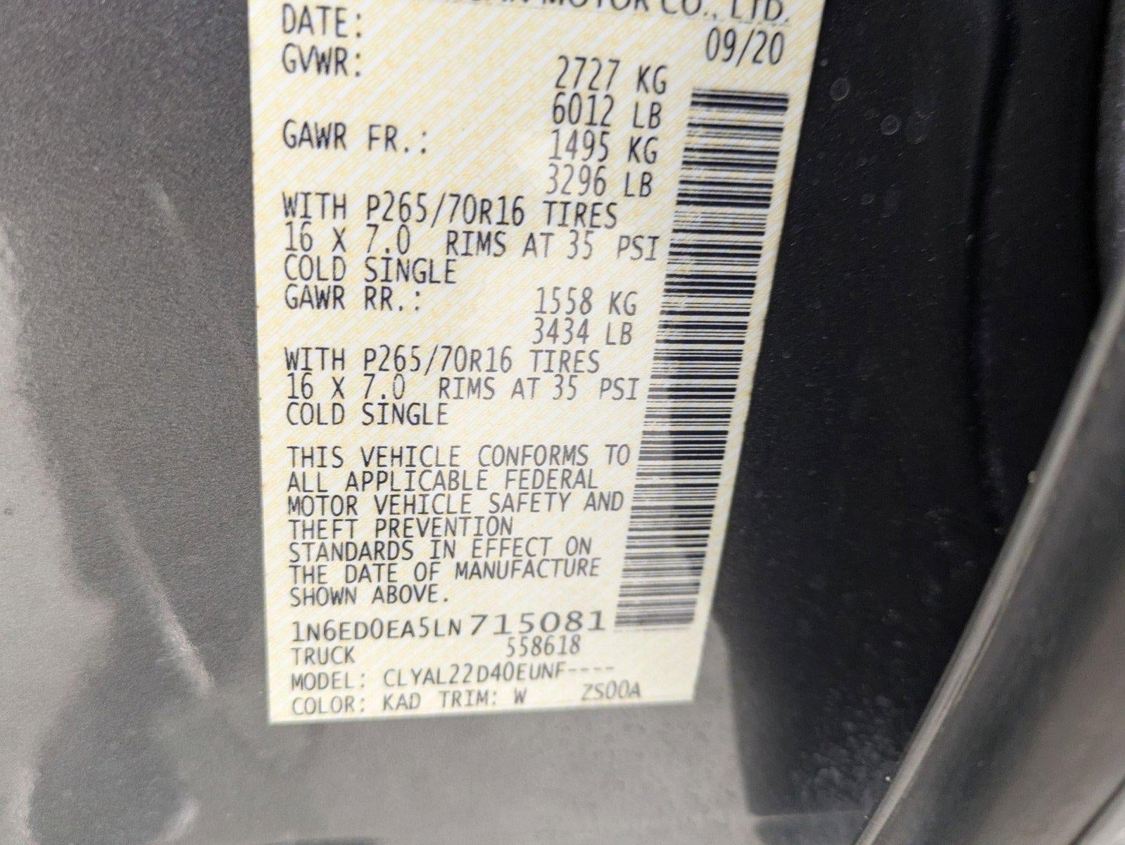 2020 Nissan Frontier Crew Cab 4x2 SV Auto