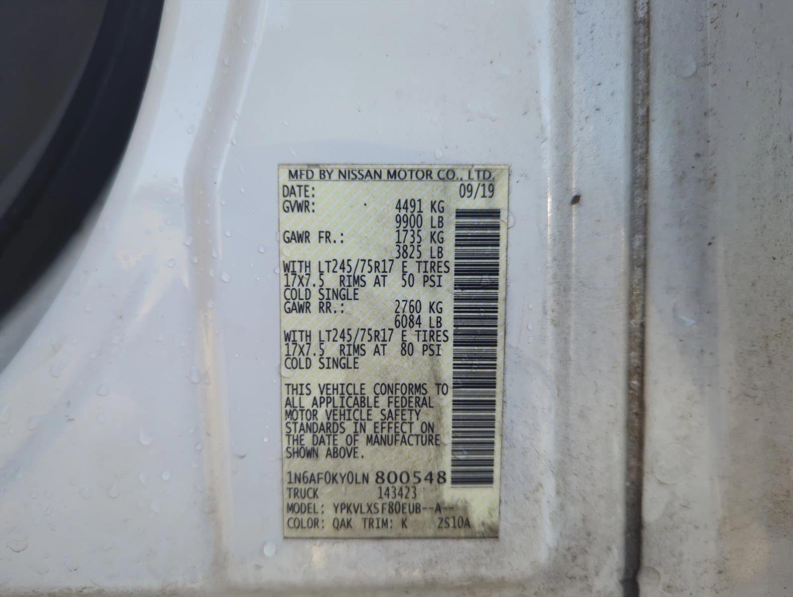 2020 Nissan NV Cargo Standard Roof V8 SV