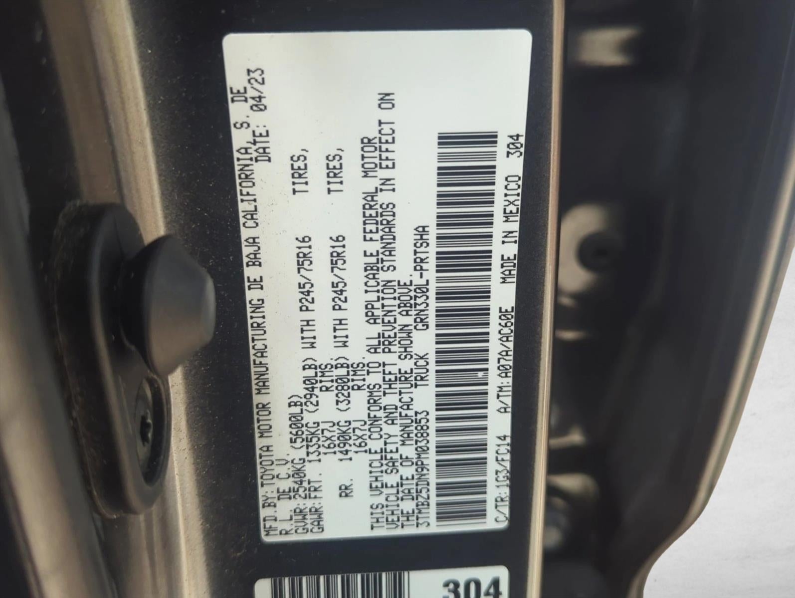 2023 Toyota Tacoma 2WD 2WD SR5 Double Cab 6' Bed V6 AT (GS)