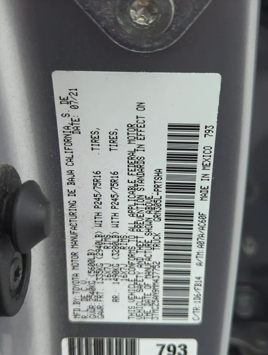 2021 Toyota Tacoma 4WD 4WD SR Double Cab 5' Bed V6 AT (GS)