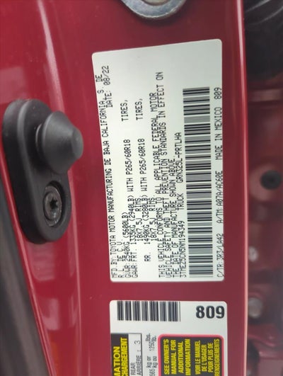 2022 Toyota Tacoma 2WD 2WD Limited Double Cab 5' Bed V6 AT (Natl)