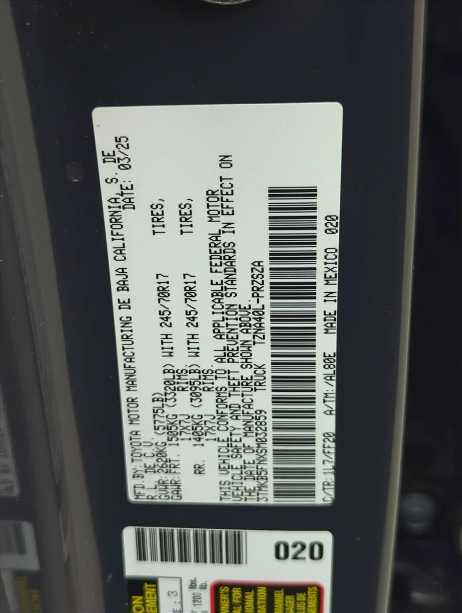 2025 Toyota Tacoma 2WD 2WD SR5 Double Cab 5' Bed AT (SE)