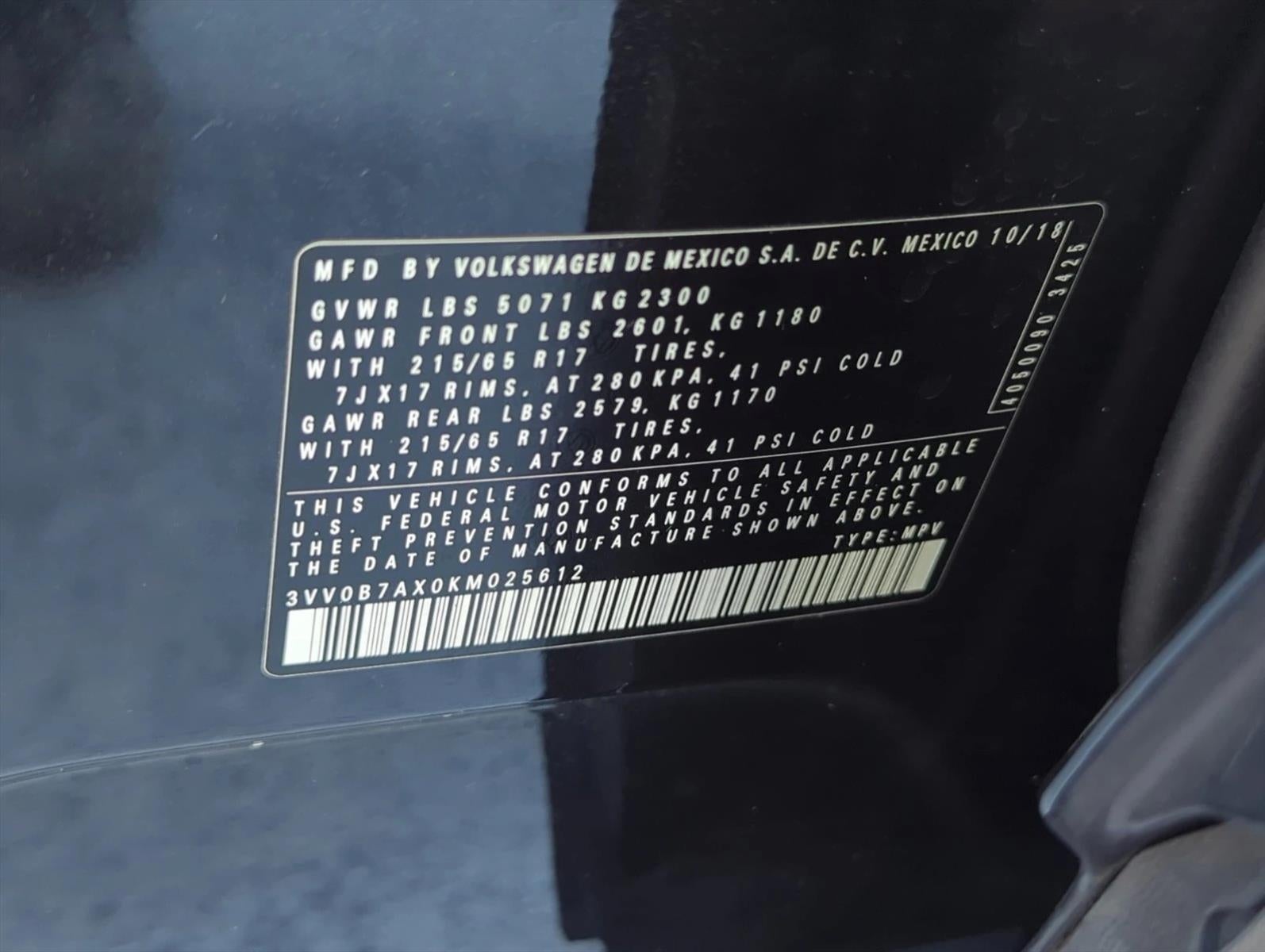 2019 Volkswagen Tiguan 2.0T S 4MOTION