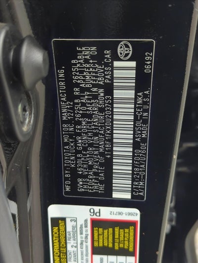 2013 Toyota Camry 4dr Sdn I4 Auto LE (Natl)
