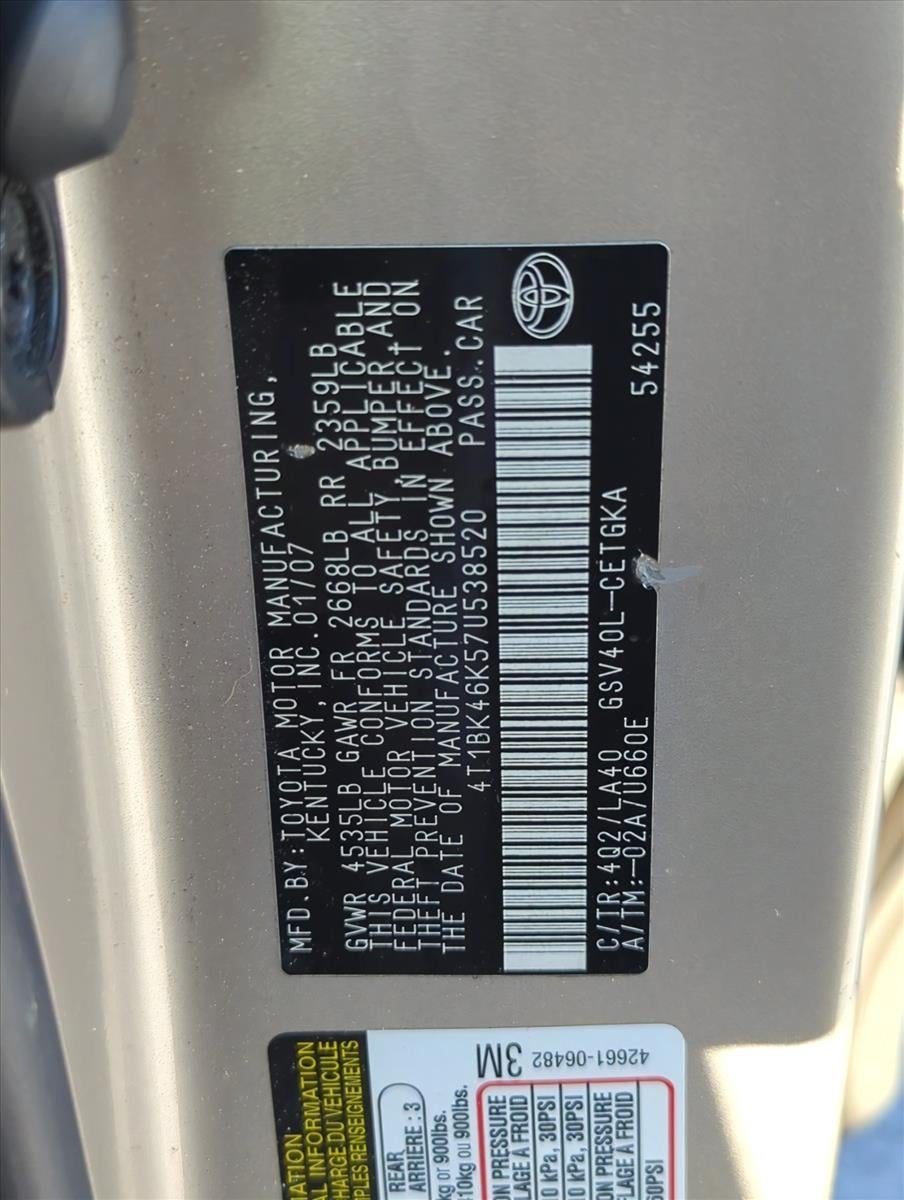 2007 Toyota Camry 4dr Sdn V6 Auto XLE (Natl)