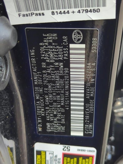 2022 Toyota Camry SE Auto (SE)