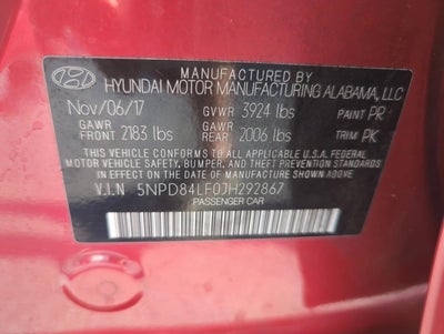 2018 Hyundai ELANTRA SEL 2.0L Auto