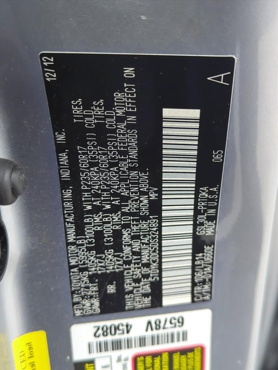 2013 Toyota Sienna 5dr 8-Pass Van V6 XLE FWD (Natl)