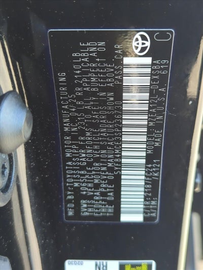 2025 Toyota Corolla FX CVT (Natl)