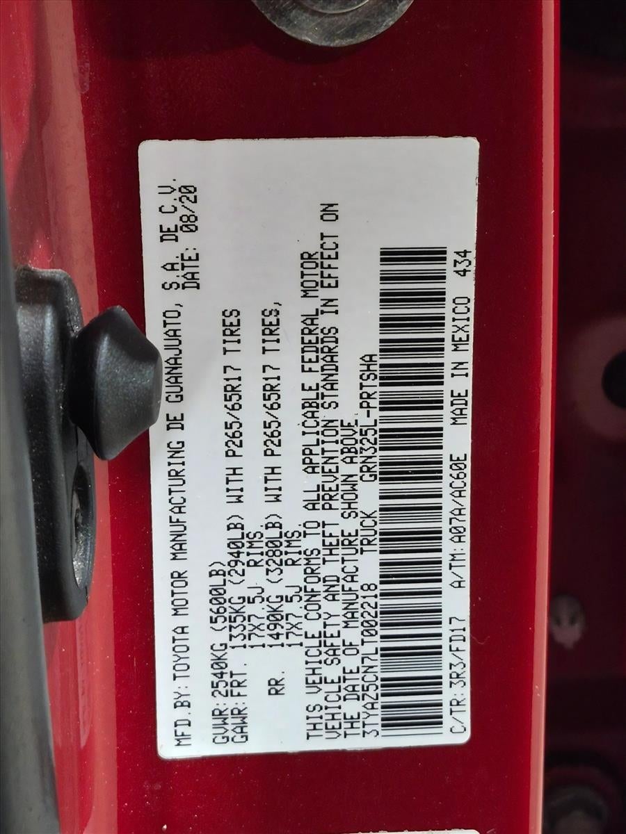 2020 Toyota Tacoma 2WD 2WD TRD Sport Double Cab 5' Bed V6 AT (Natl)