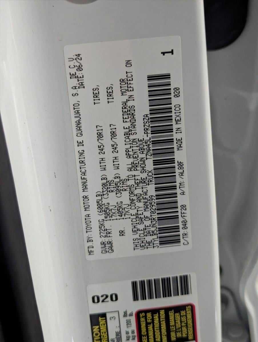 2024 Toyota Tacoma 4WD 4WD SR5 Double Cab 5' Bed AT (GS)