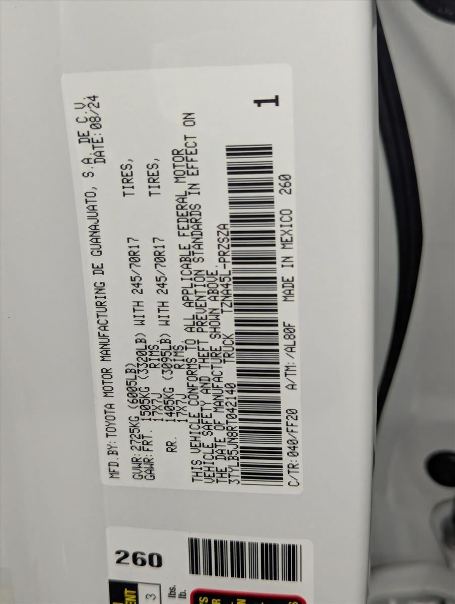 2024 Toyota Tacoma 4WD 4WD SR5 Double Cab 5' Bed AT (GS)