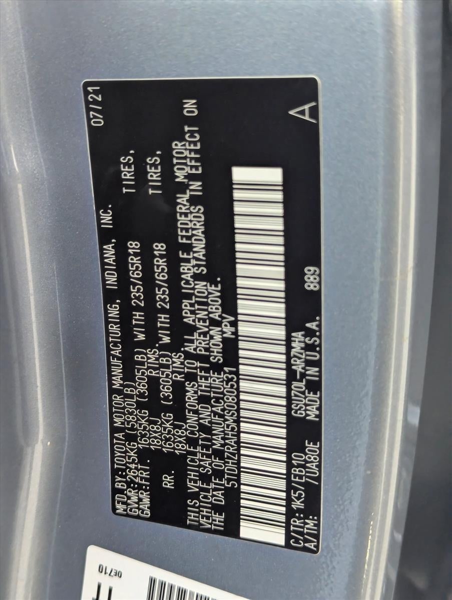 2021 Toyota Highlander XLE FWD (Natl)