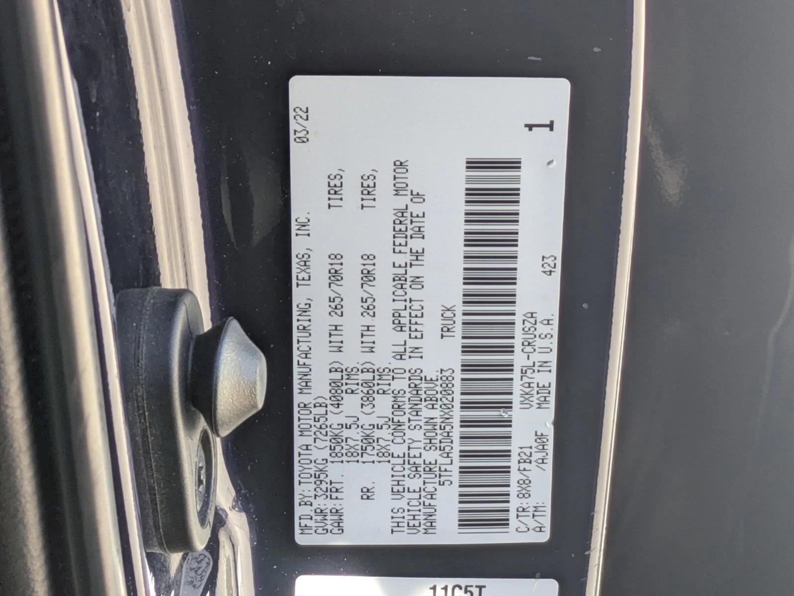 2022 Toyota Tundra 4WD 4WD SR5 Double Cab 6.5' Bed (Natl)