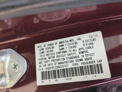2011 Honda Accord Sedan LX Automatic