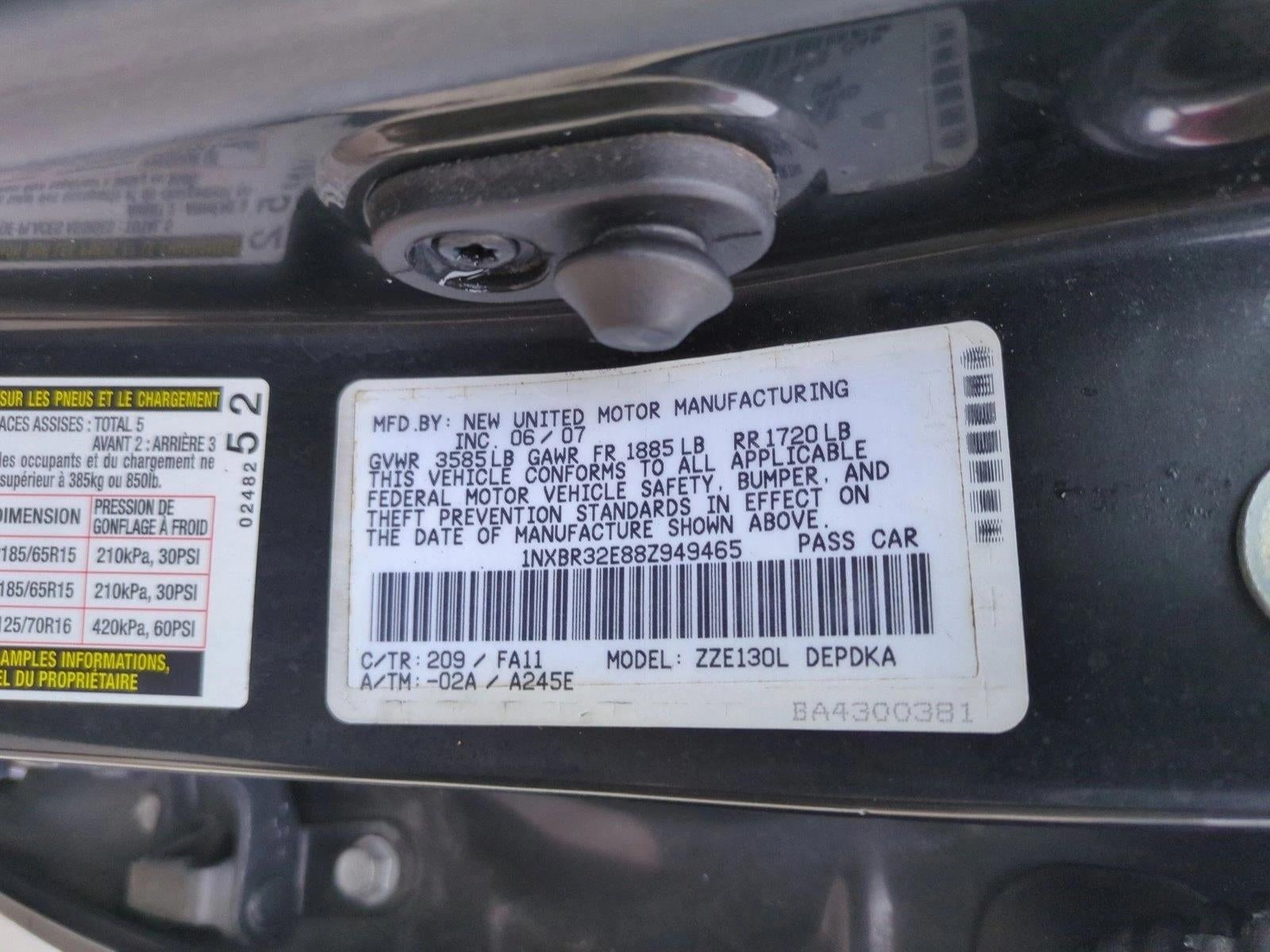2008 Toyota Corolla 4dr Sdn Auto CE (Natl)