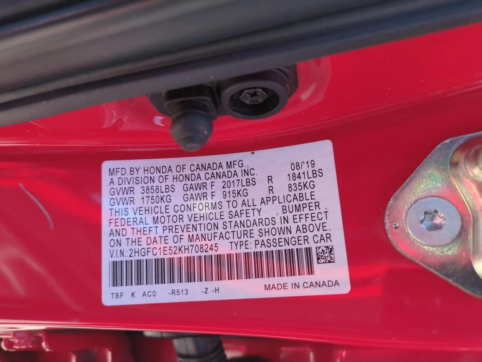 2019 Honda Civic Si Sedan Manual w/Summer Tires