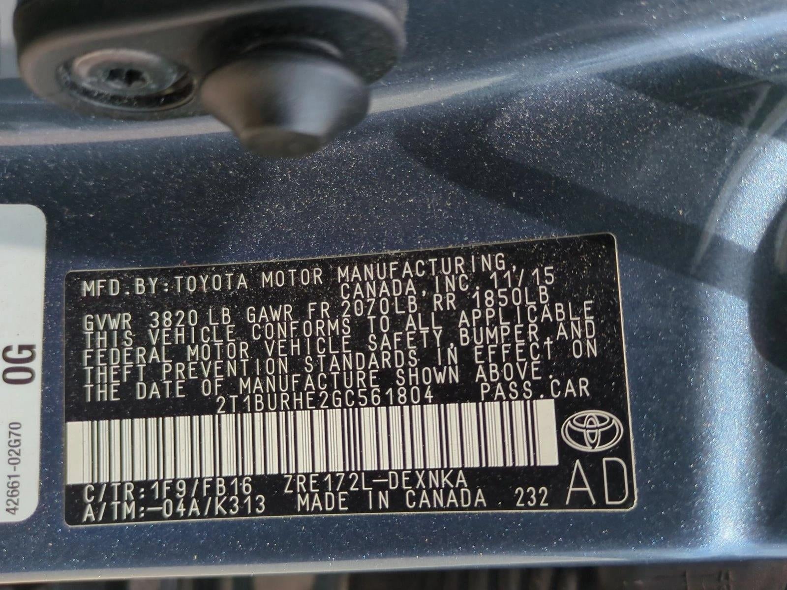 2016 Toyota Corolla 4dr Sdn CVT Auto LE (Natl)