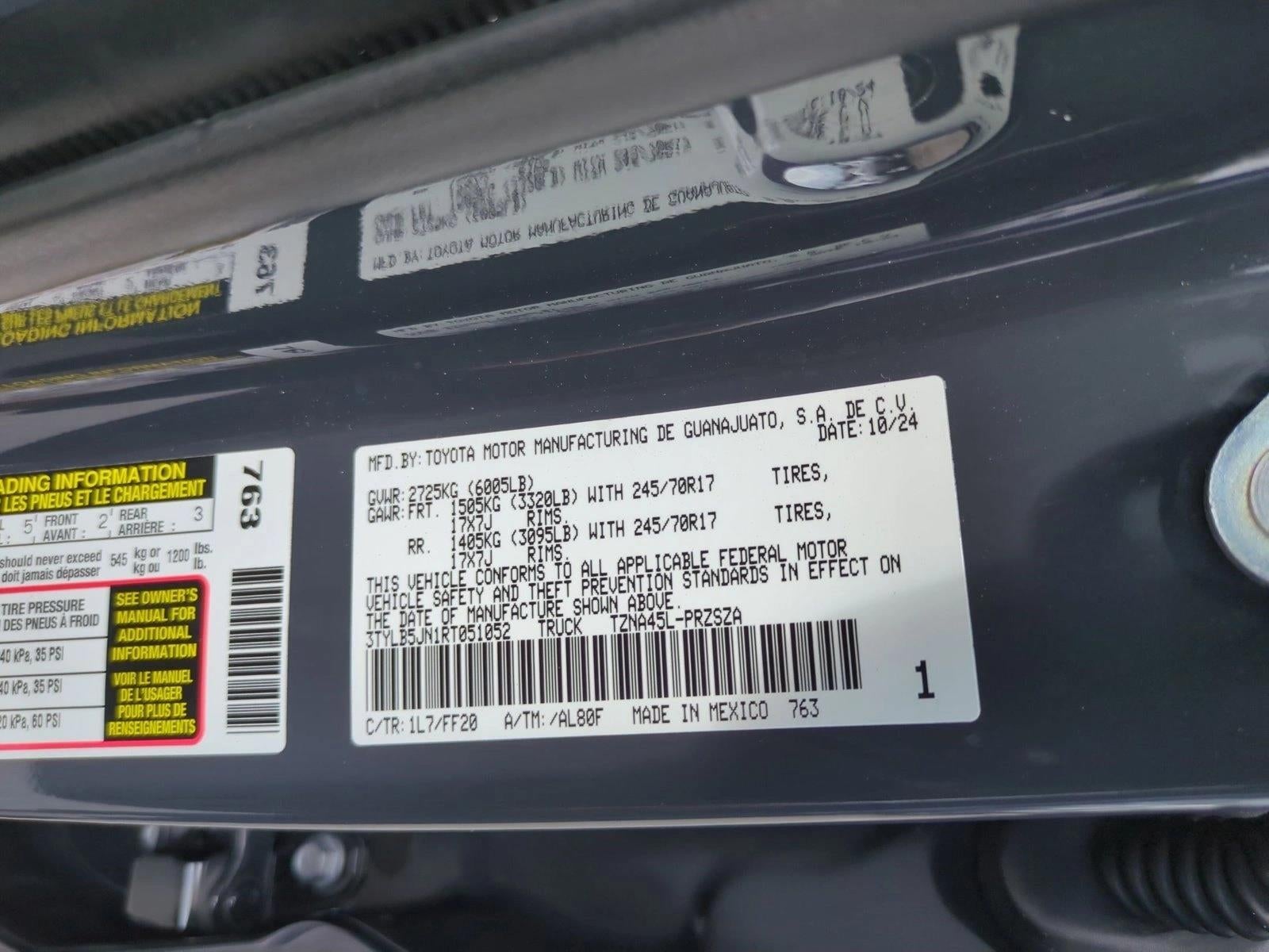 2024 Toyota Tacoma 4WD 4WD SR5 Double Cab 5' Bed AT (Natl)