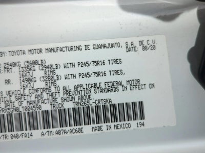 2020 Toyota Tacoma 2WD 2WD SR Access Cab 6' Bed I4 AT (GS)