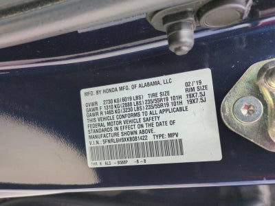2019 Honda Odyssey Elite Auto