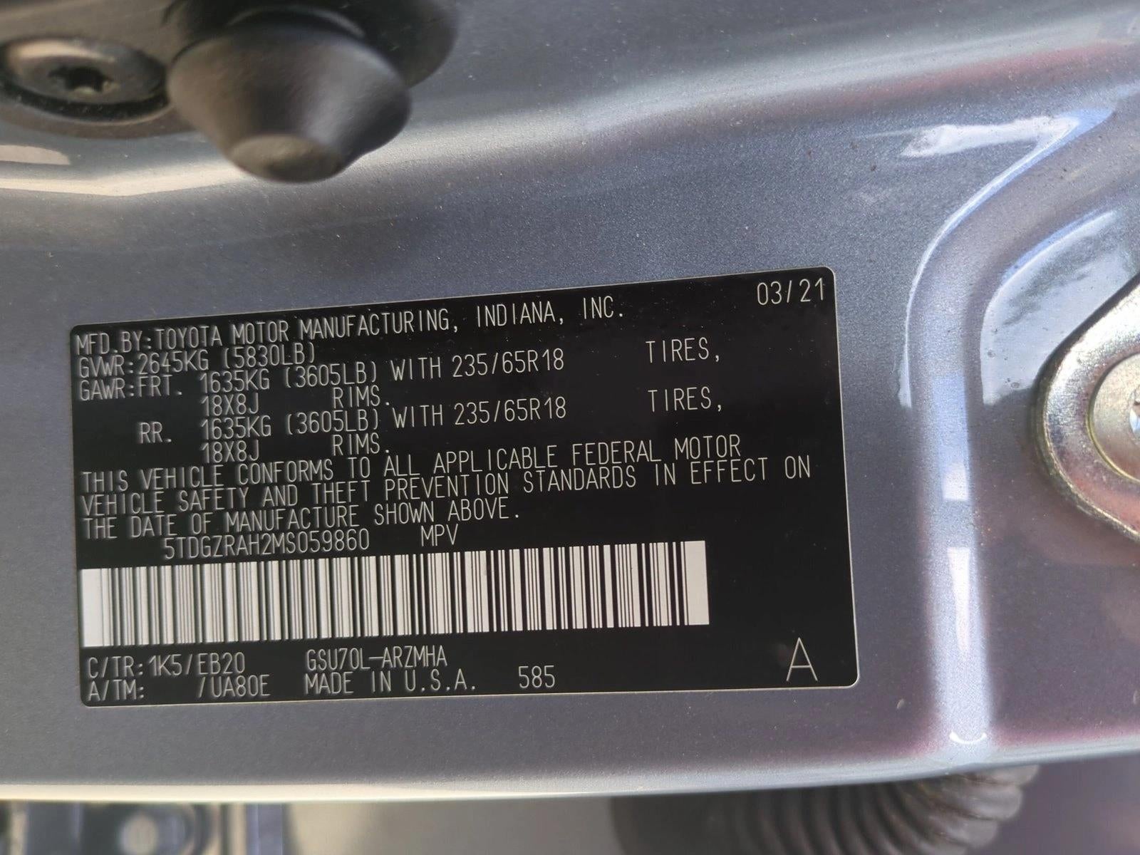 2021 Toyota Highlander XLE FWD (Natl)