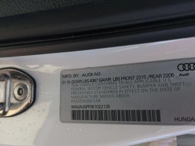 2019 Audi A3 Sedan Premium 40 TFSI