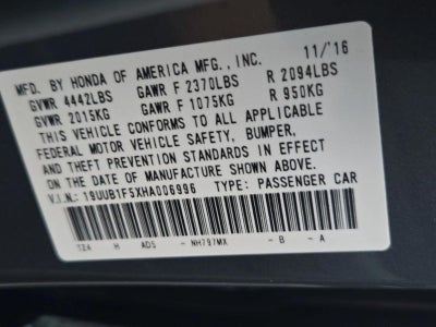2017 Acura TLX FWD w/Technology Pkg