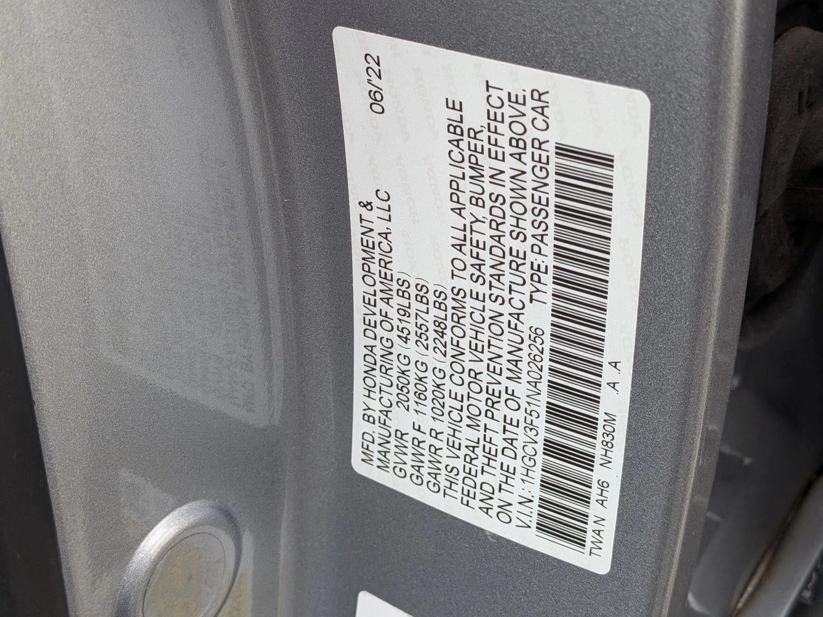 2022 Honda Accord Hybrid EX-L Sedan