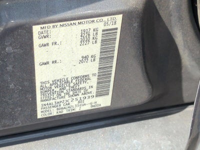 2018 Nissan Altima 2.5 SR Sedan