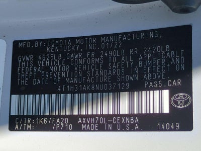 2022 Toyota Camry Hybrid LE CVT (Natl)