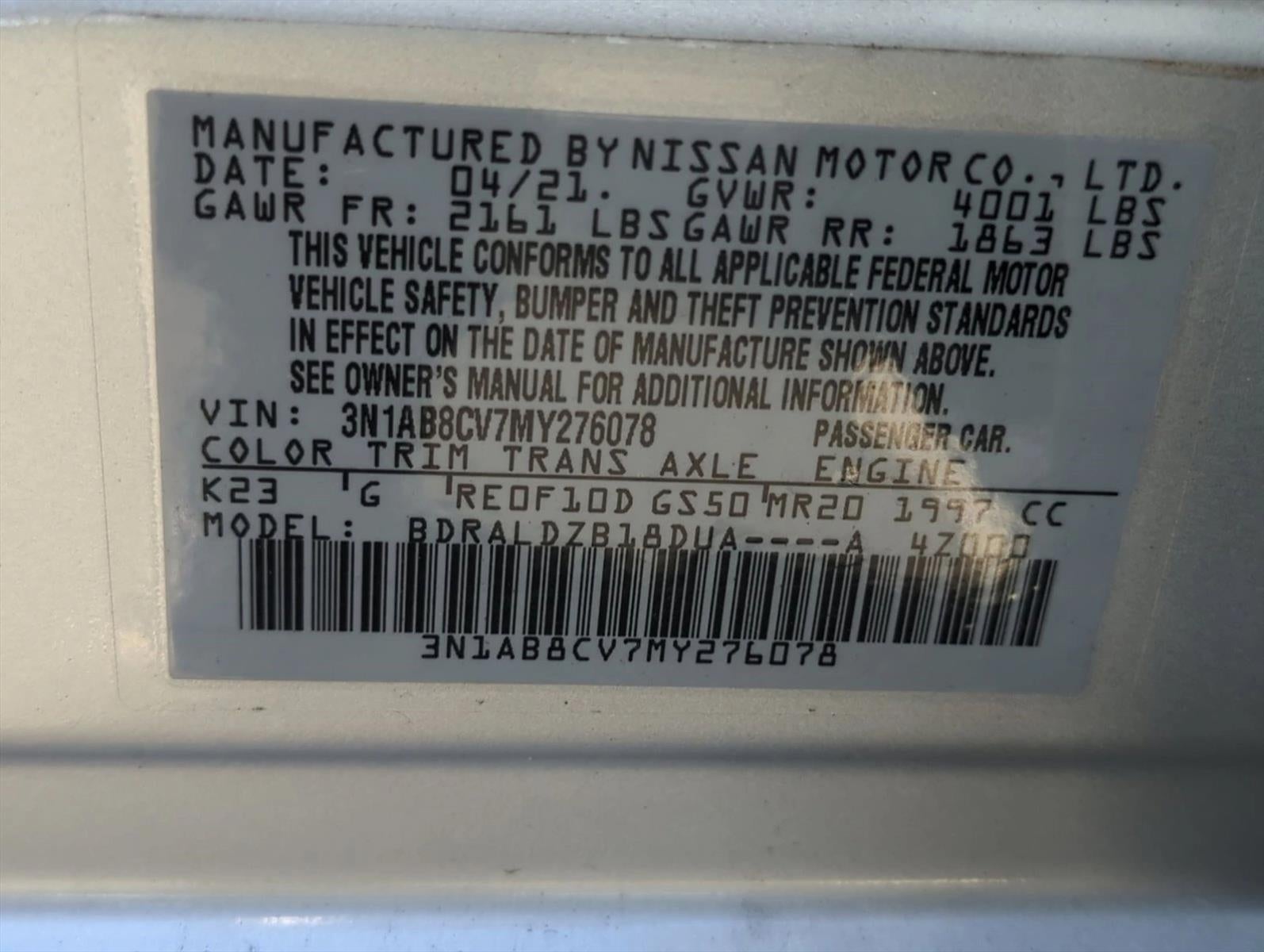 2021 Nissan Sentra SV CVT