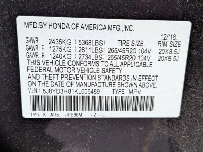 2019 Acura MDX FWD w/Advance Pkg