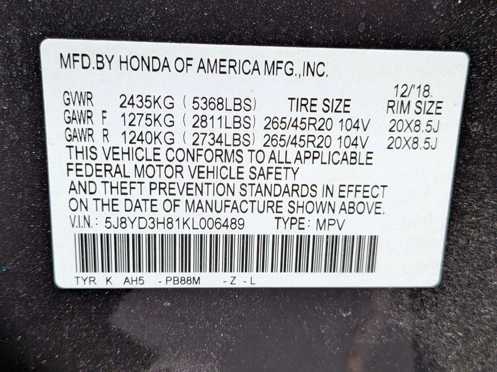 2019 Acura MDX FWD w/Advance Pkg