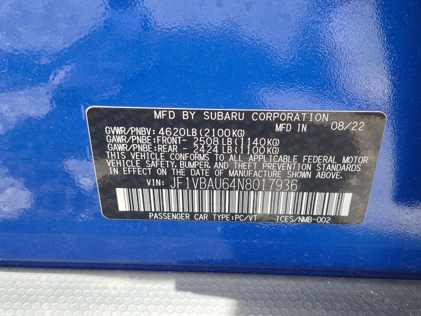 2022 Subaru WRX GT CVT