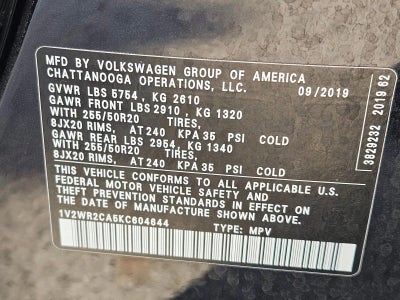 2019 Volkswagen Atlas 3.6L V6 SE w/Technology FWD