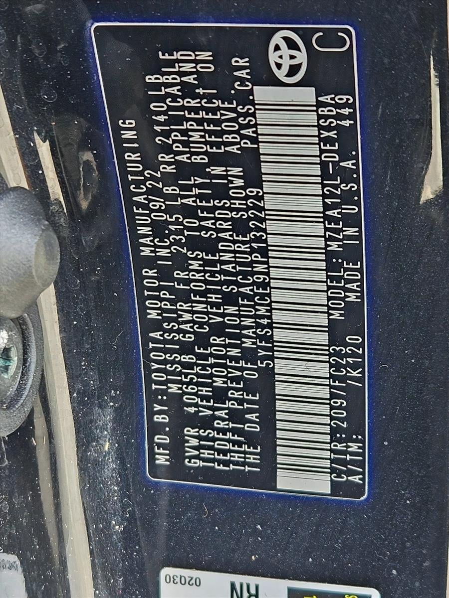 2022 Toyota Corolla SE CVT (Natl)