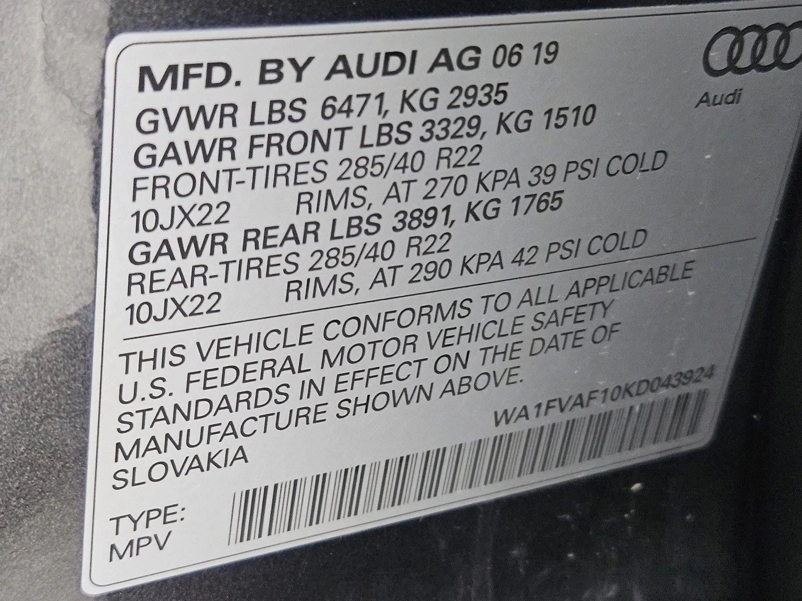 2019 Audi Q8 Prestige 55 TFSI quattro