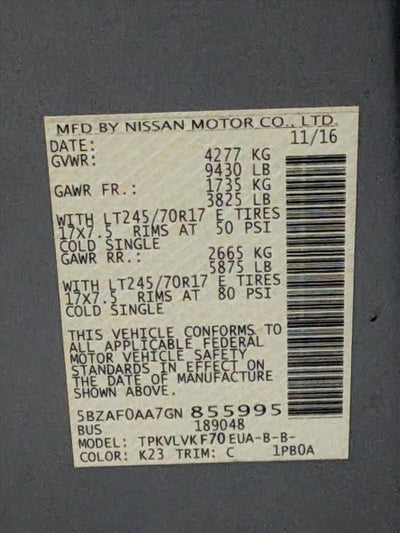 2016 Nissan NVP V8 SL