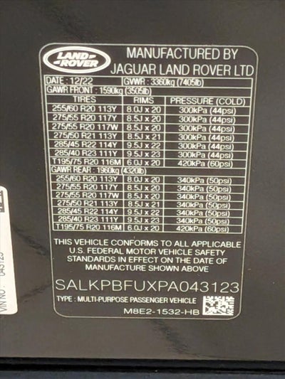 2023 Land Rover Range Rover P400 SE LWB 7 Seat