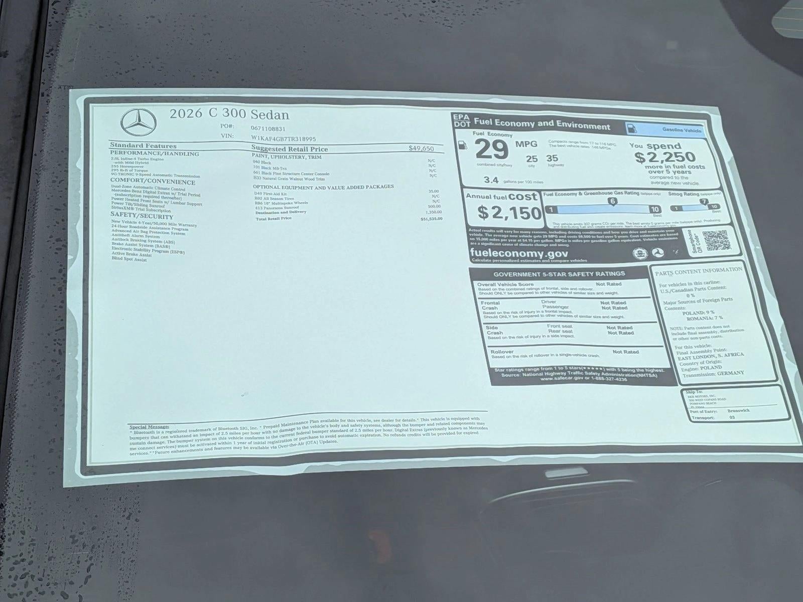 2026 Mercedes-Benz C-Class C 300 Sedan
