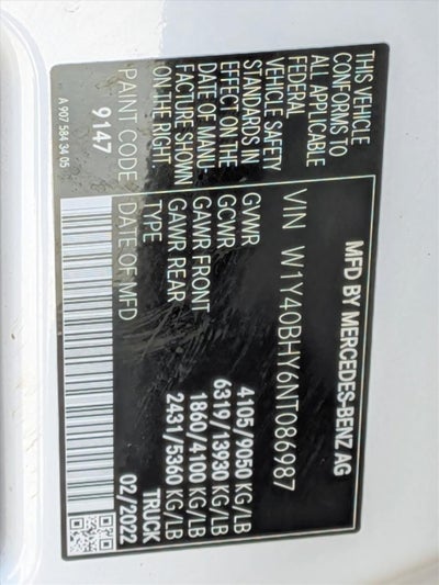 2022 Mercedes-Benz Sprinter Cargo Van 2500 Standard Roof I4 Gas 144" RWD