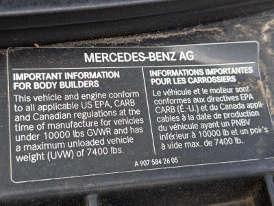 2023 Mercedes-Benz Sprinter Cargo Van 2500 High Roof I4 Diesel HO 170" RWD